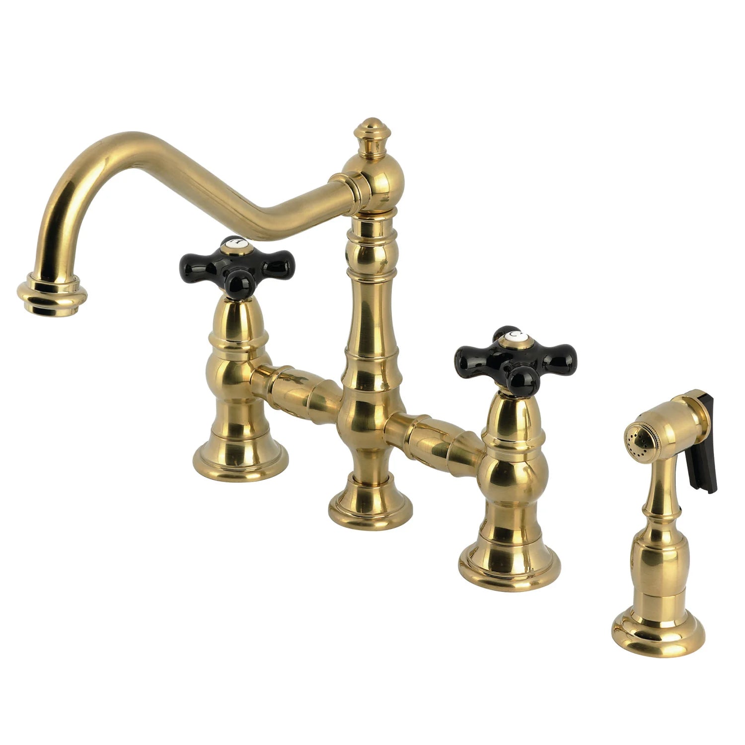 Duchess P Two-Handle 4-Hole Deck Mount Bridge Side Sprayer Kitchen Faucet