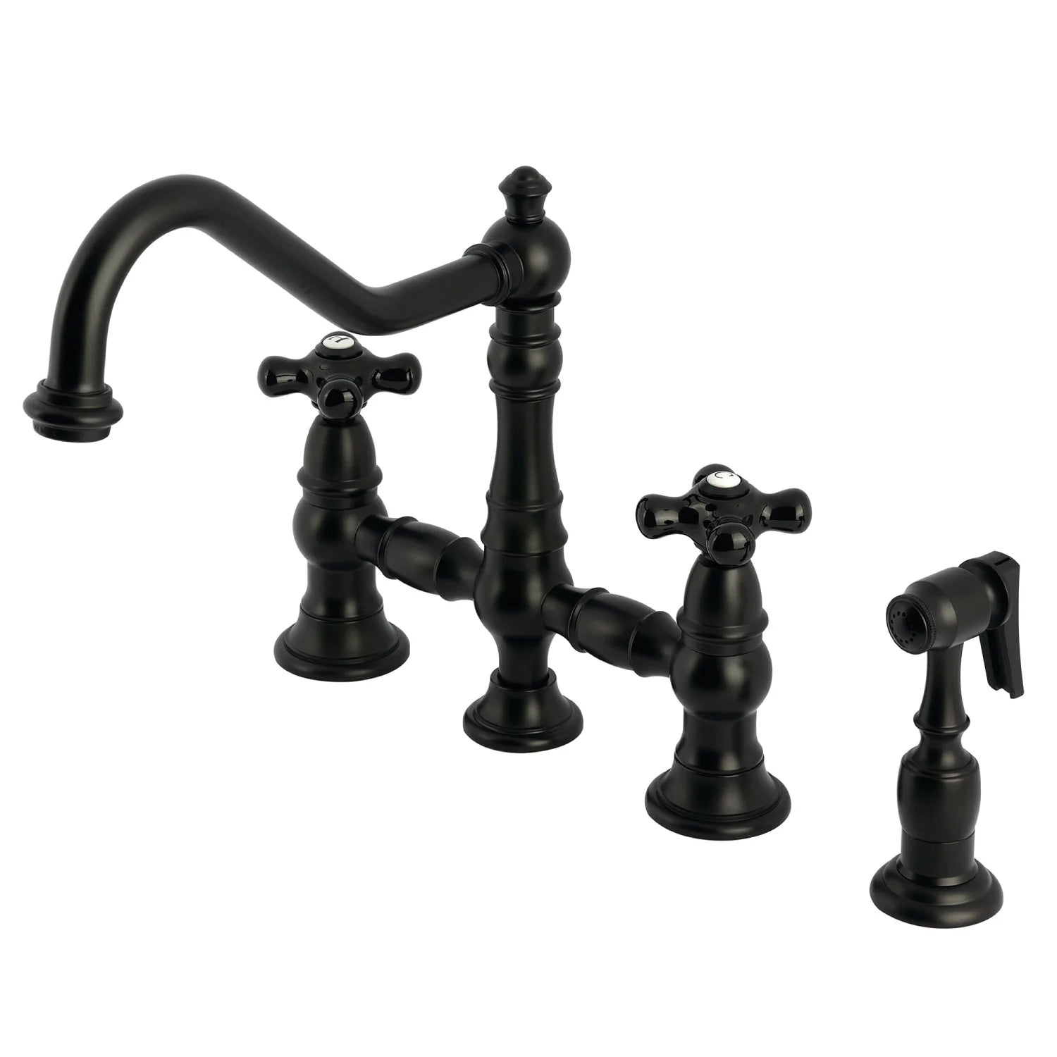 Duchess P Two-Handle 4-Hole Deck Mount Bridge Side Sprayer Kitchen Faucet