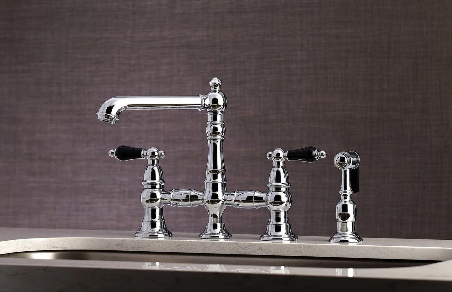 Duchess U Two-Handle 4-Hole Deck Mount Bridge Side Sprayer Kitchen Faucet