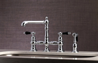 Duchess U Two-Handle 4-Hole Deck Mount Bridge Side Sprayer Kitchen Faucet