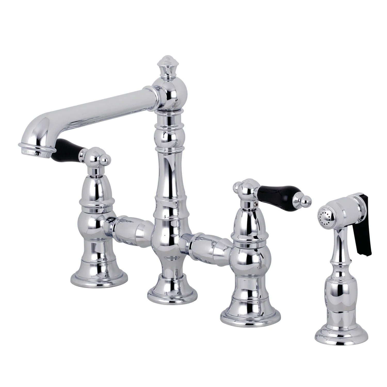 Duchess U Two-Handle 4-Hole Deck Mount Bridge Side Sprayer Kitchen Faucet