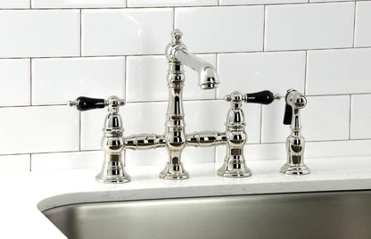 Duchess U Two-Handle 4-Hole Deck Mount Bridge Side Sprayer Kitchen Faucet