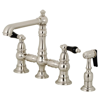 Duchess U Two-Handle 4-Hole Deck Mount Bridge Side Sprayer Kitchen Faucet