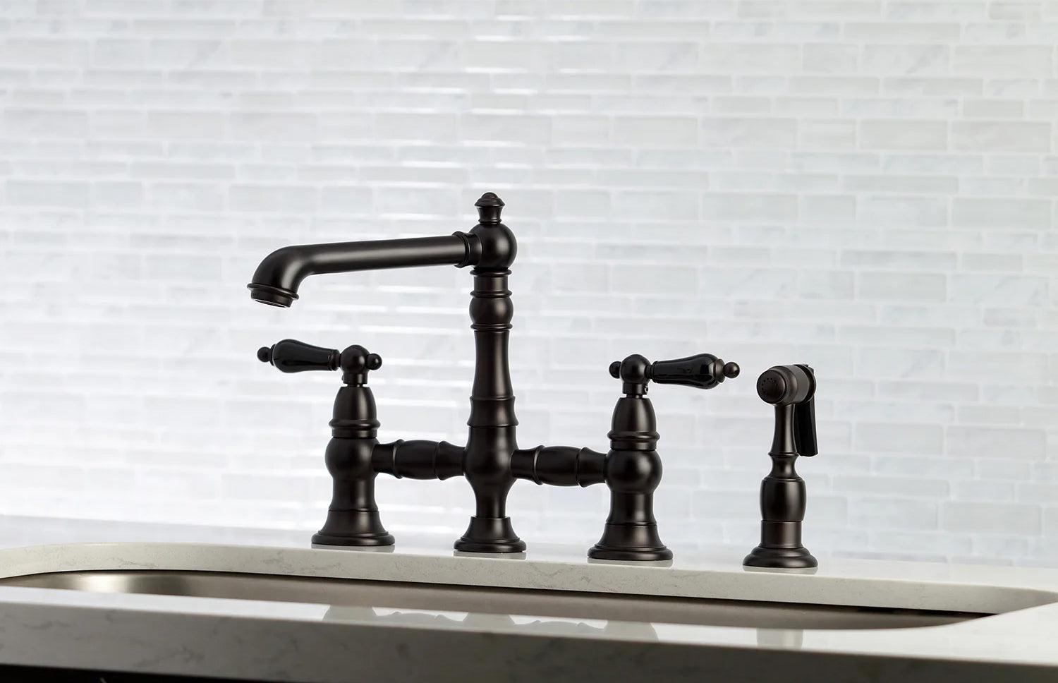 Duchess U Two-Handle 4-Hole Deck Mount Bridge Side Sprayer Kitchen Faucet