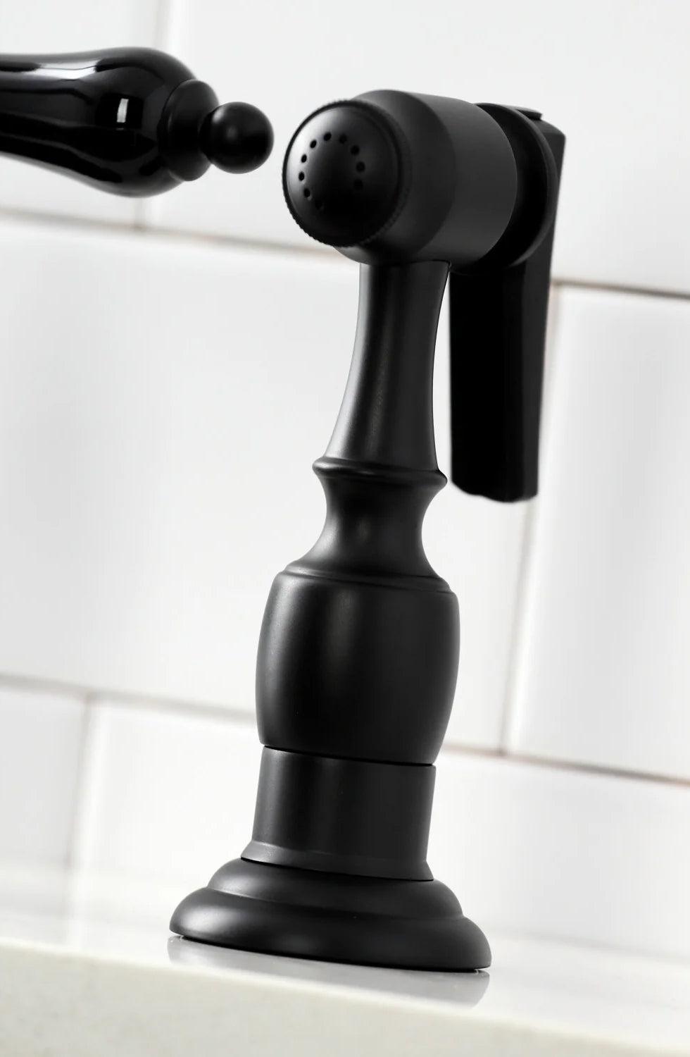 Duchess U Two-Handle 4-Hole Deck Mount Bridge Side Sprayer Kitchen Faucet