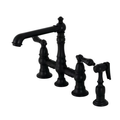 Duchess U Two-Handle 4-Hole Deck Mount Bridge Side Sprayer Kitchen Faucet