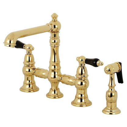 Duchess U Two-Handle 4-Hole Deck Mount Bridge Side Sprayer Kitchen Faucet