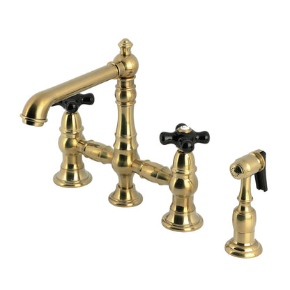 Duchess V Two-Handle 4-Hole Deck Mount Bridge Side Sprayer Kitchen Faucet