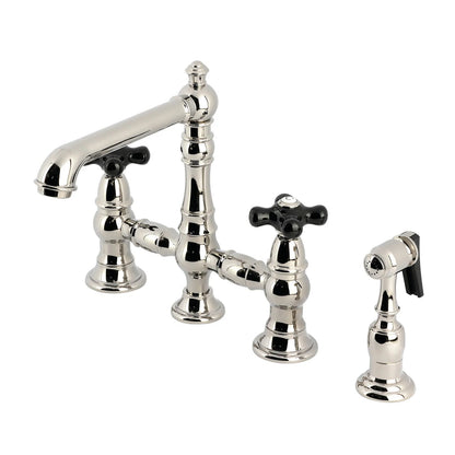 Duchess V Two-Handle 4-Hole Deck Mount Bridge Side Sprayer Kitchen Faucet