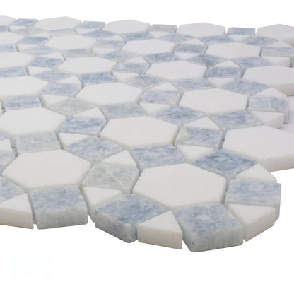 ET Aether Crystal Ocean Honed 11.5" x 12" Marble And Quartzite Mosaic Tile