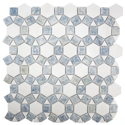 ET Aether Crystal Ocean Honed 11.5" x 12" Marble And Quartzite Mosaic Tile