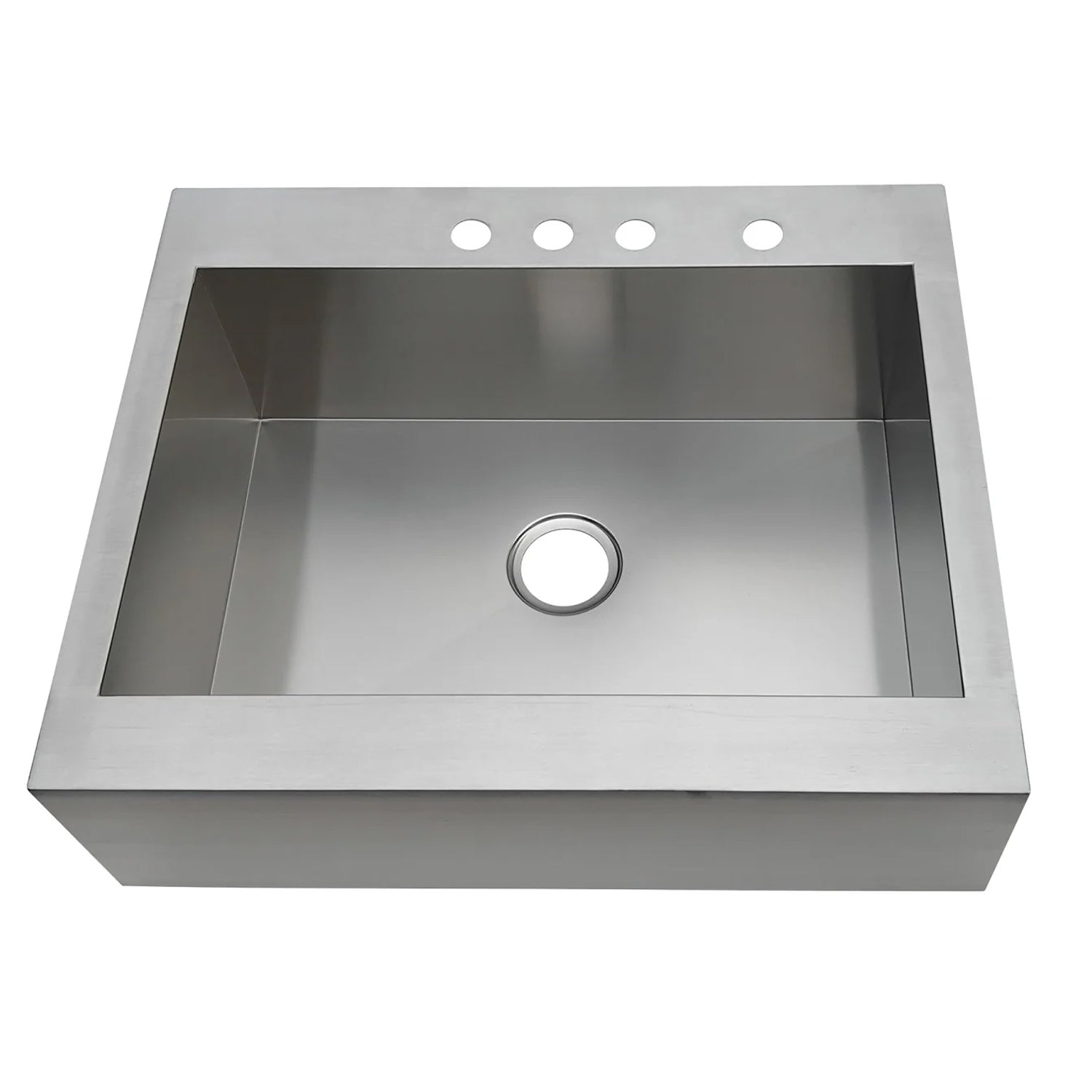 Edinburg 30" x 24-5/16" x 9-5/16" Stainless Steel Apron-Front 4-Hole Single Bowl Undermount Farmhouse Kitchen Sink