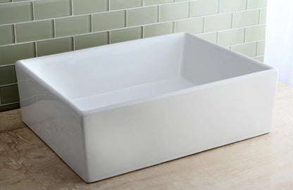 Elements Ceramic Rectangular White Vessel Sink