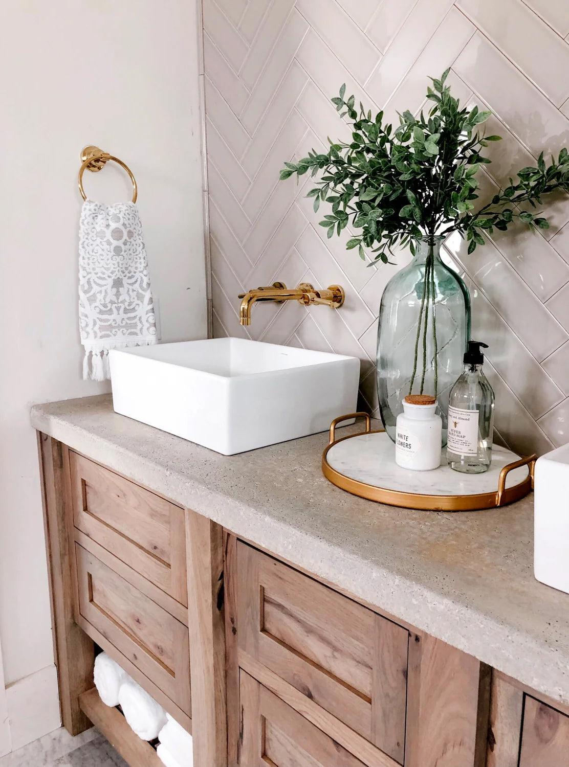 Elements Ceramic Rectangular White Vessel Sink