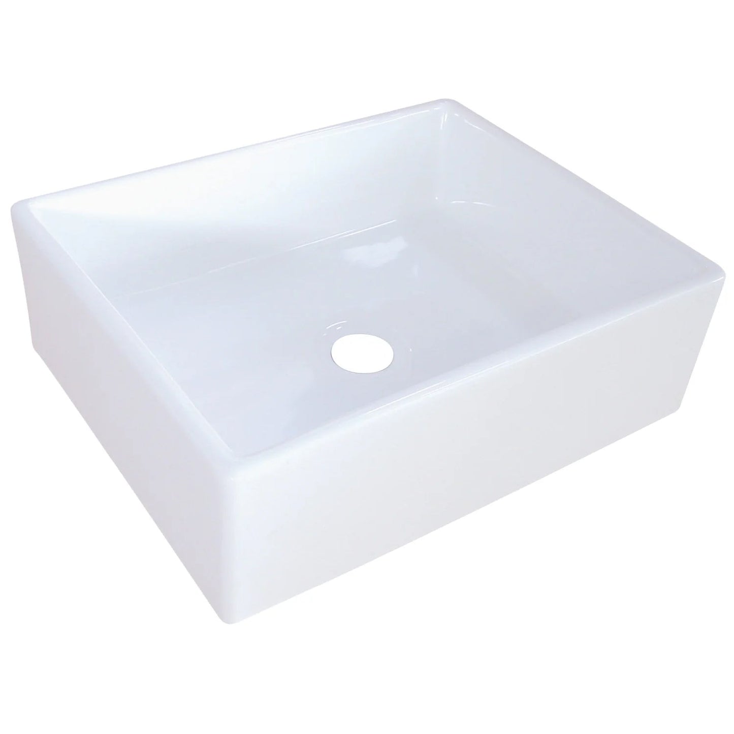 Elements Ceramic Rectangular White Vessel Sink