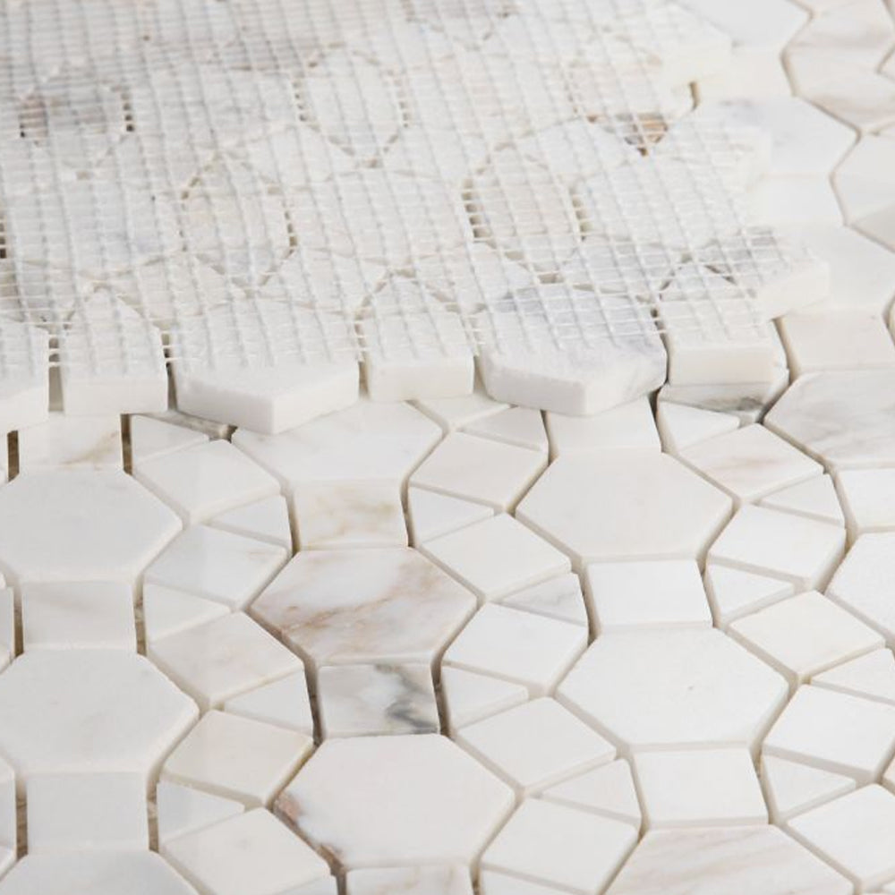 Elysium Tiles Aether Calacatta Honed 11.5" x 12" Mosaic Tile