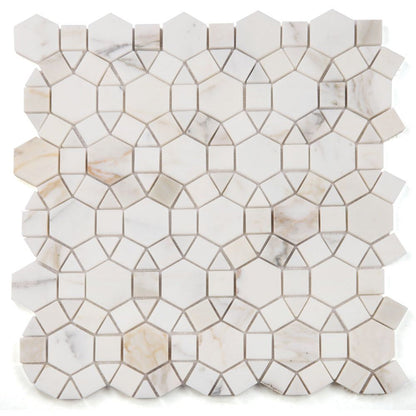 Elysium Tiles Aether Calacatta Honed 11.5" x 12" Mosaic Tile