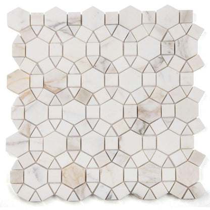 Elysium Tiles Aether Calacatta Polished 11.5" x 12" Mosaic Tile