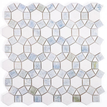 Elysium Tiles Aether Crystal Ocean Honed 11.5" x 12" Mosaic Tile