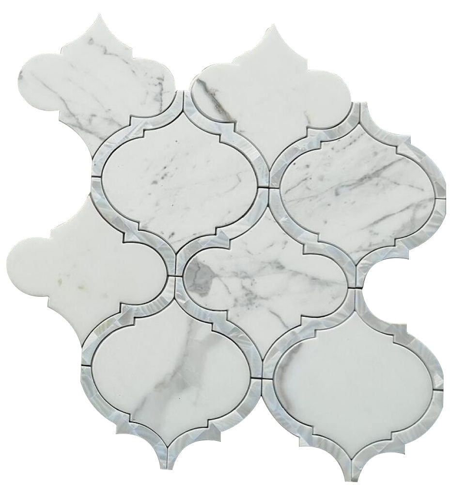 Elysium Tiles Alice Pearl Calacatta White 11.5" x 12" Marble Mosaic Tile