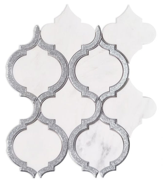 Elysium Tiles Alice Silver White 9.75" x 11.75" Marble Mosaic Tile