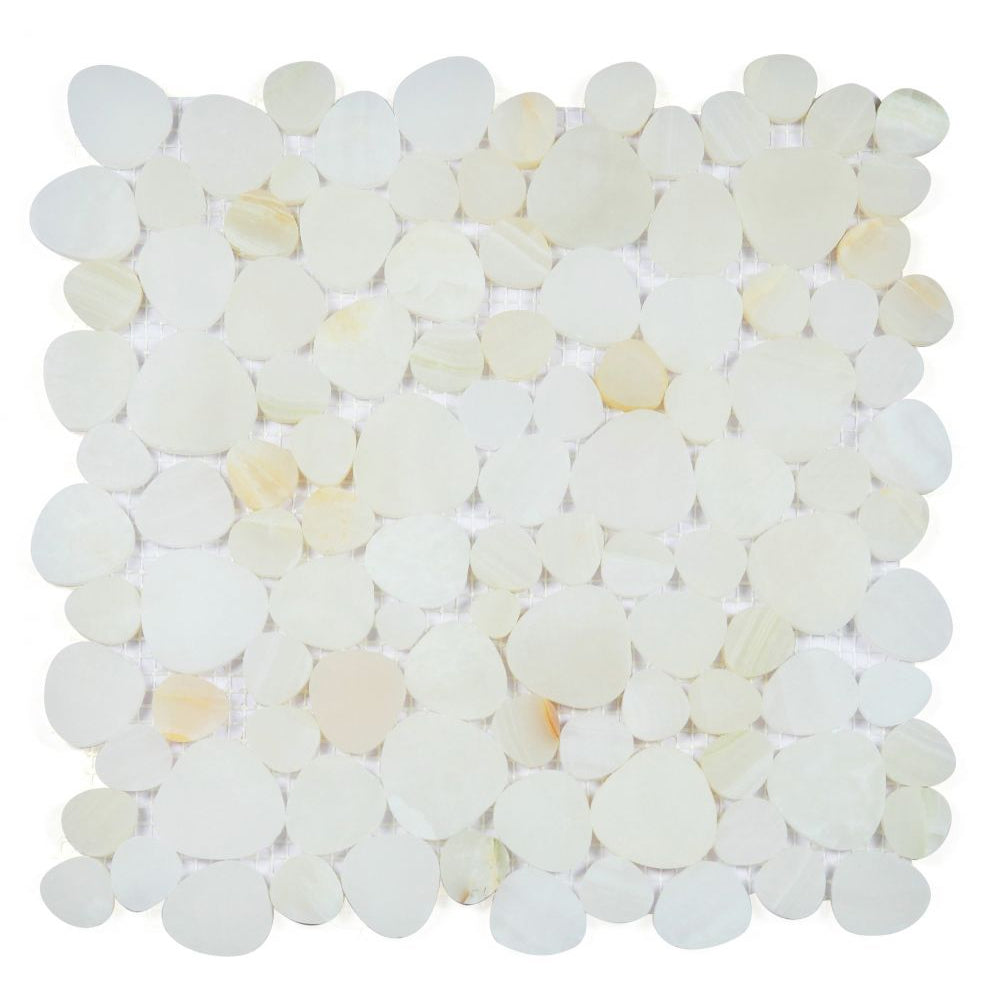 Elysium Tiles Aphrodite Onyx White Honed 12" x 12" Marble Mosaic Tile