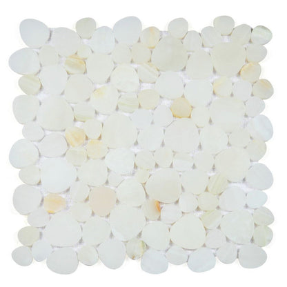 Elysium Tiles Aphrodite Onyx White Honed 12" x 12" Marble Mosaic Tile