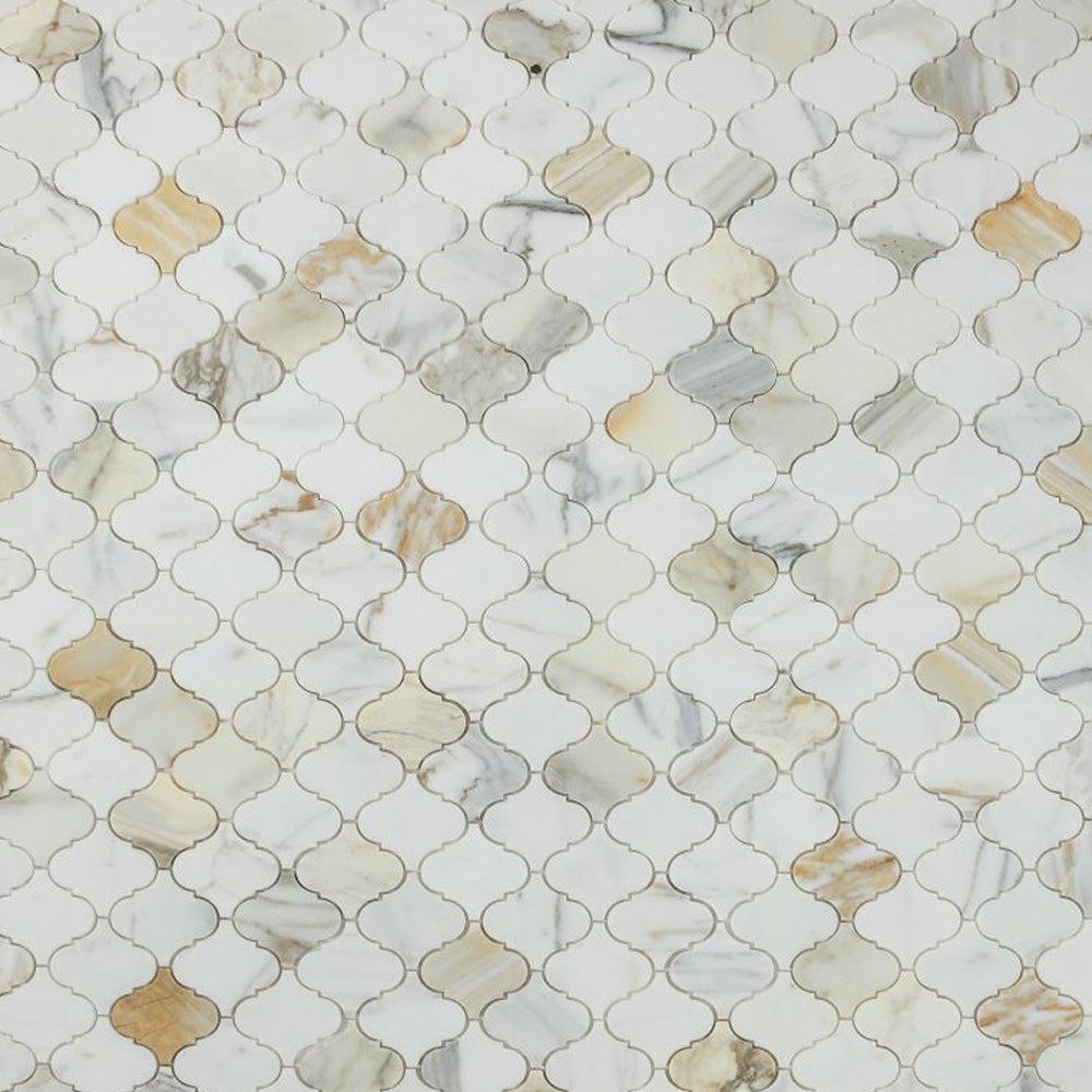 Elysium Tiles Arabesque Calacatta Gold 12" x 12" Marble Mosaic Tile