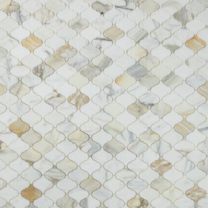 Elysium Tiles Arabesque Calacatta Gold 12" x 12" Marble Mosaic Tile