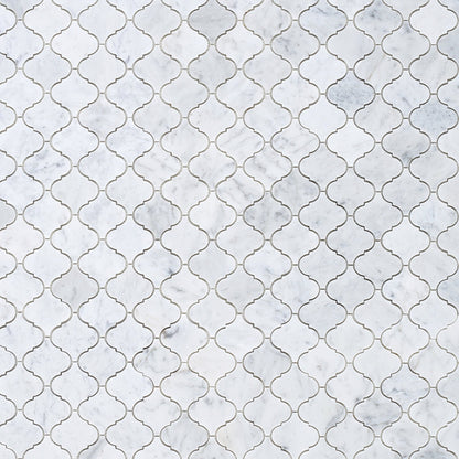 Elysium Tiles Arabesque Carrara 10.5" x 12.5" Marble Mosaic Tile