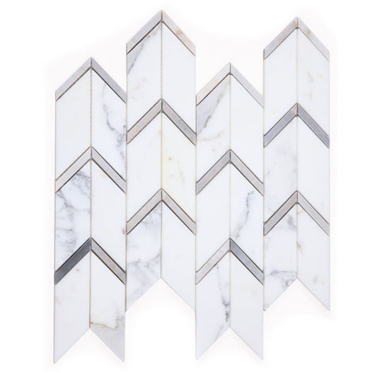 Elysium Tiles Arrow Sky 12" x 12.75" Marble Mosaic Tile