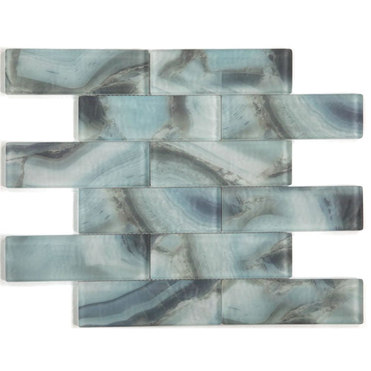 Elysium Tiles Art Onyx Ocean 11.75" x 11.75" Glass Mosaic Tile