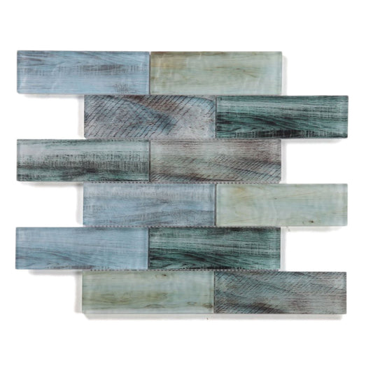 Elysium Tiles Art Wood Lake 11.75" x 11.75" Glass Mosaic Tile