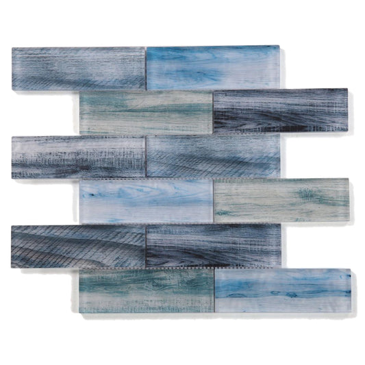 Elysium Tiles Art Wood Ocean 11.75" x 11.75" Glass Mosaic Tile