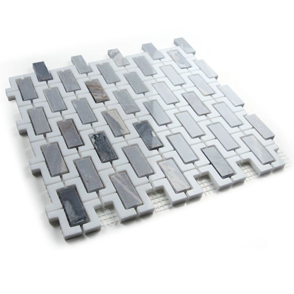 Elysium Tiles Aztec Blue 10.25" x 11.25" Marble Mosaic Tile