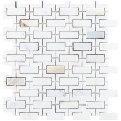 Elysium Tiles Aztec Calacatta 10.25" x 11.25" Marble Mosaic Tile