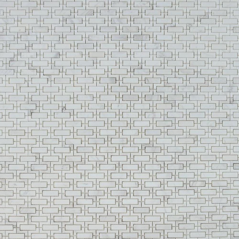 Elysium Tiles Aztec White 10.25" x 11.25" Marble Mosaic Tile