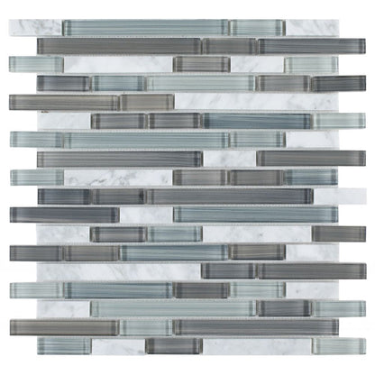 Elysium Tiles Blue 11.75" x 12" Glass and Marble Mosaic Tile