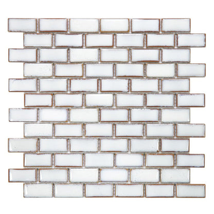 Elysium Tiles Brick Fancy White 11.75" x 11.75" Porcelain Mosaic Tile