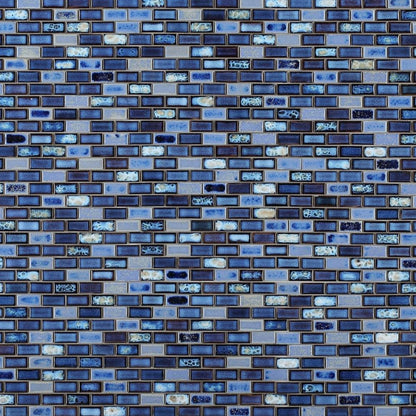 Elysium Tiles Brick Royal Blue 11.75" x 11.75" Porcelain Mosaic Tile