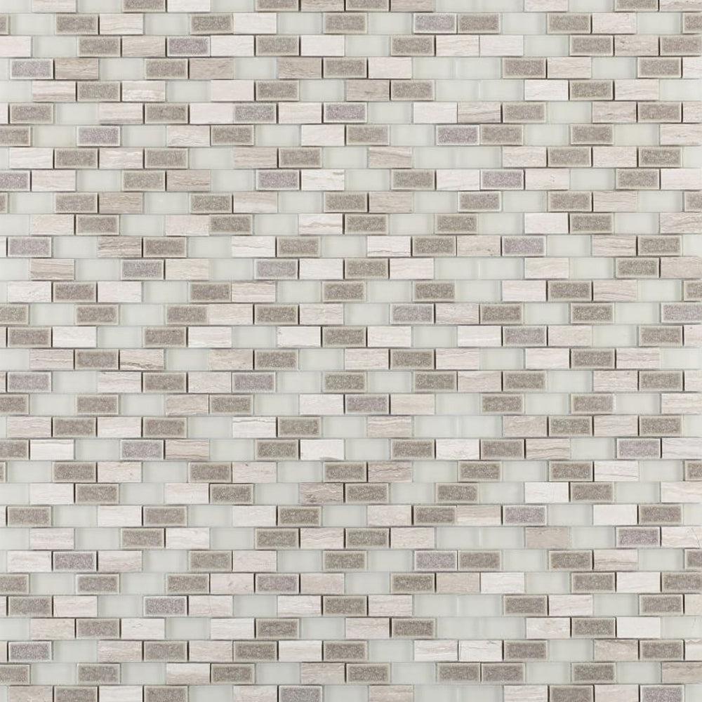 Elysium Tiles Bride 10.75" x 11.75" Marble and Glass Mosaic Tile