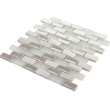 Elysium Tiles Bride 10.75" x 11.75" Marble and Glass Mosaic Tile