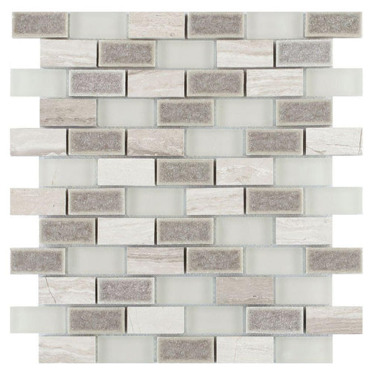 Elysium Tiles Bride 10.75" x 11.75" Marble and Glass Mosaic Tile