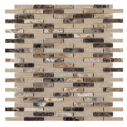 Elysium Tiles Cappuccino 11.75" x 12" Marble and Glass Mosaic Tile