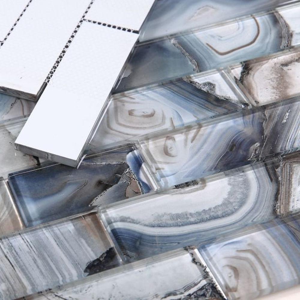 Elysium Tiles Casale Shell Blue 11.75" x 11.75" Glass Mosaic Tile