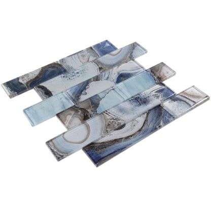 Elysium Tiles Casale Shell Blue 11.75" x 11.75" Glass Mosaic Tile