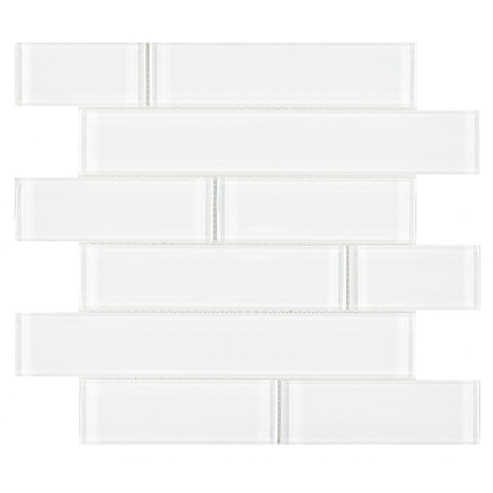 Elysium Tiles Casale White Shining Multi Size 11.75" x 11.75" Glass Mosaic Tile