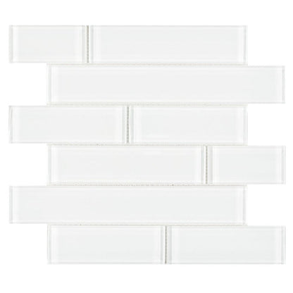 Elysium Tiles Casale White Shining Multi Size 11.75" x 11.75" Glass Mosaic Tile