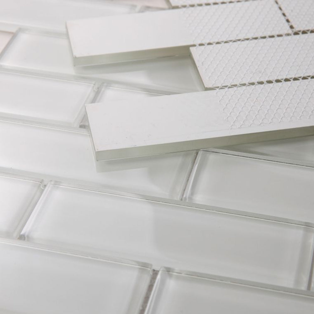 Elysium Tiles Casale White Shining One Size 11.75" x 11.75" Glass Mosaic Tile