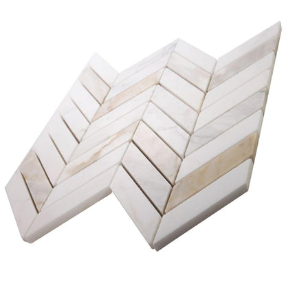 Elysium Tiles Chevron Calacatta Gold Polished 11" x 11" Marble Mosaic Tile